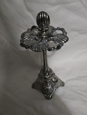 Ornate Metal Toothbrush Stand - Silver Tone